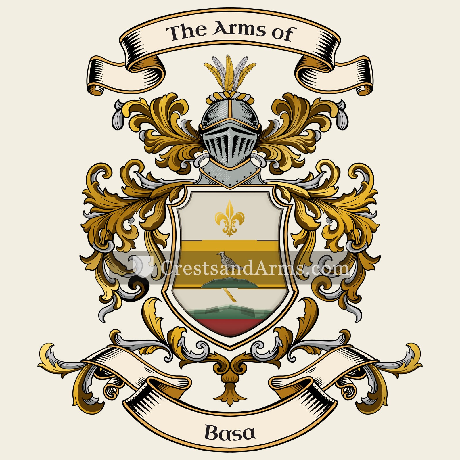 The Basa coat of arms, drawn from the recorded blazon