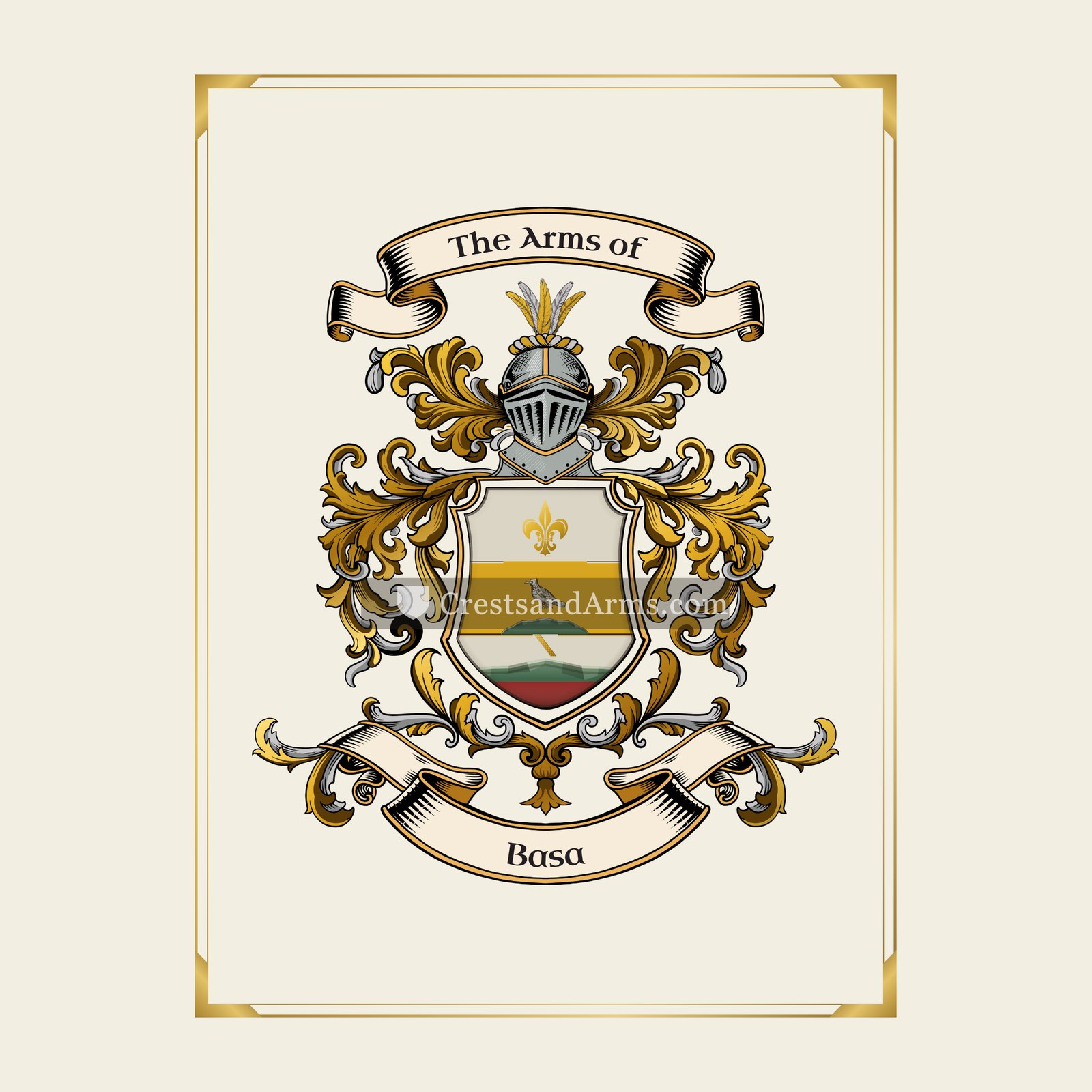 With gold border