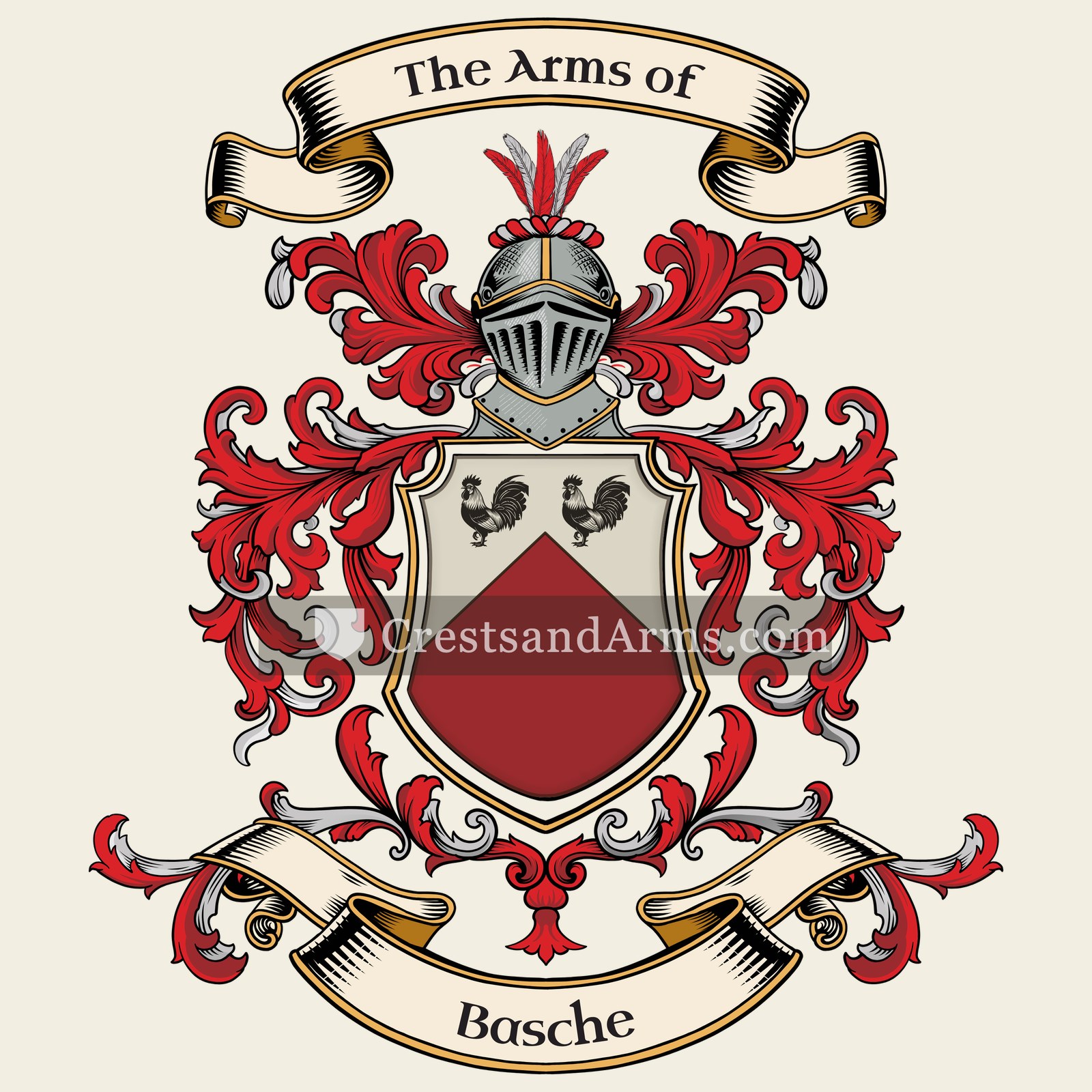 The Basche coat of arms, drawn from the recorded blazon