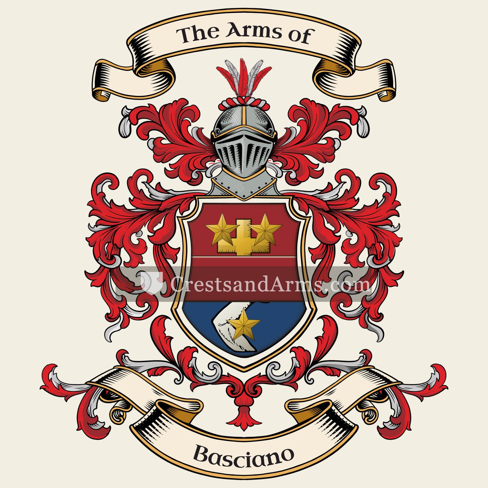 The Basciano coat of arms, drawn from the recorded blazon