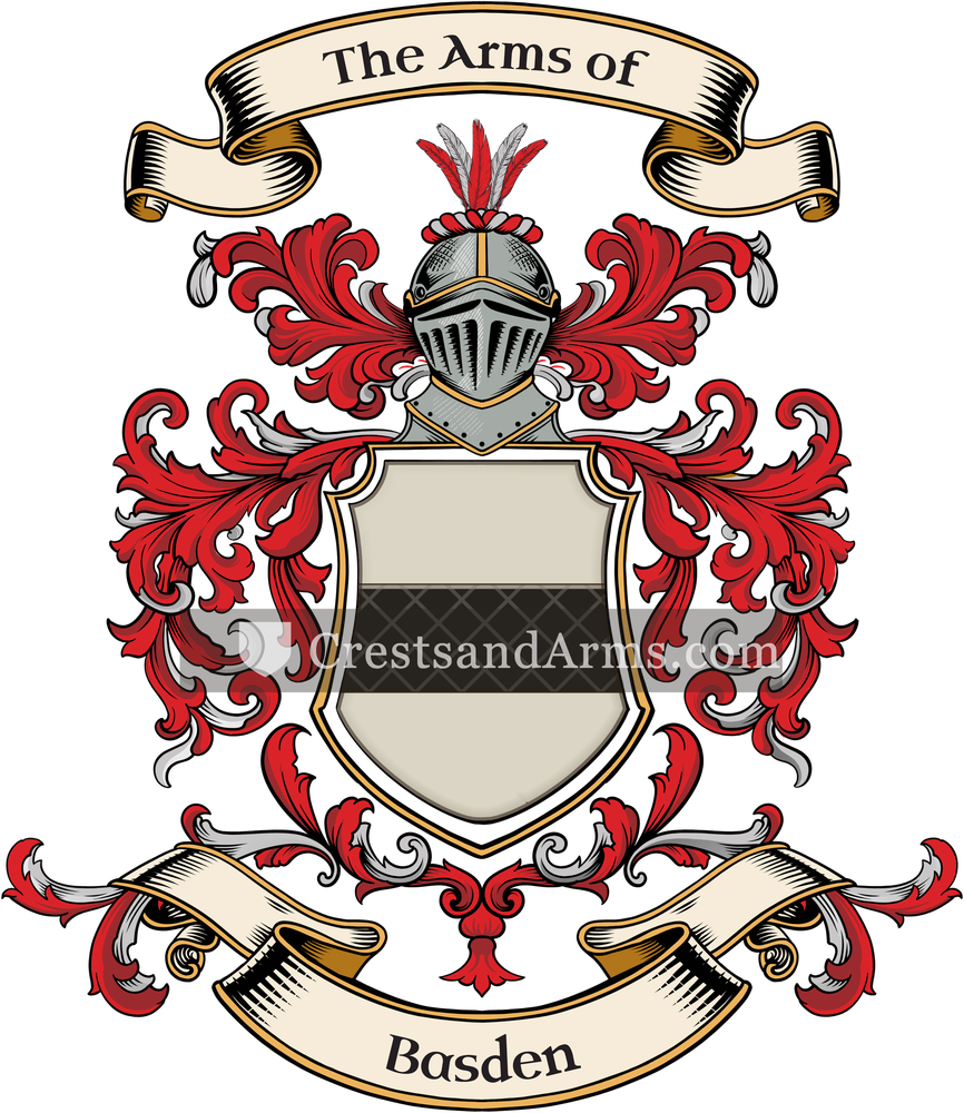 The Basden coat of arms, drawn from the recorded blazon