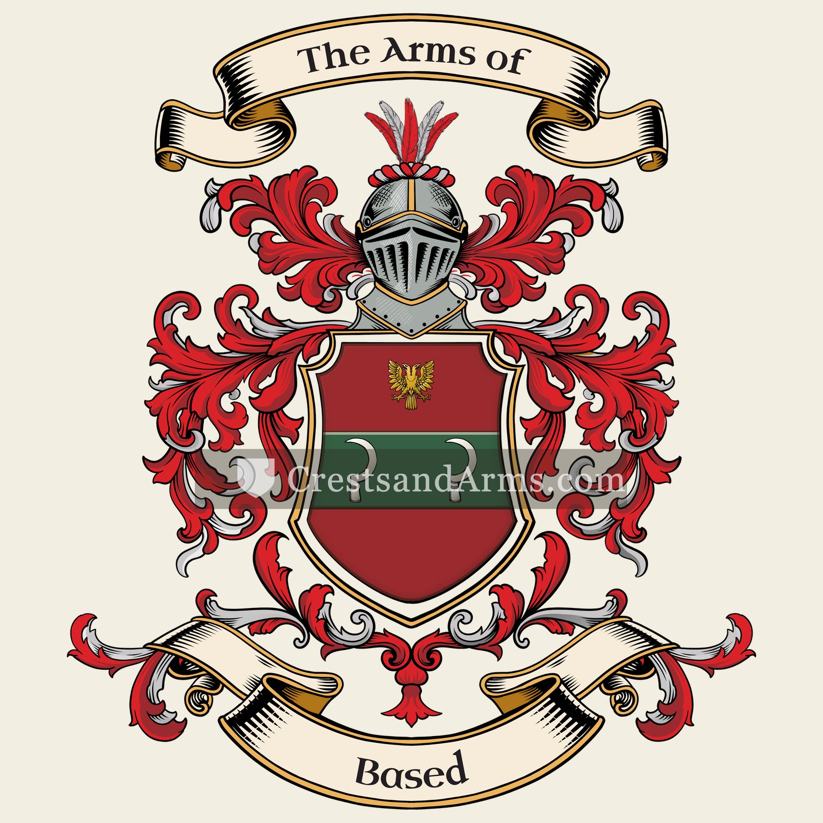 The Based coat of arms, drawn from the recorded blazon