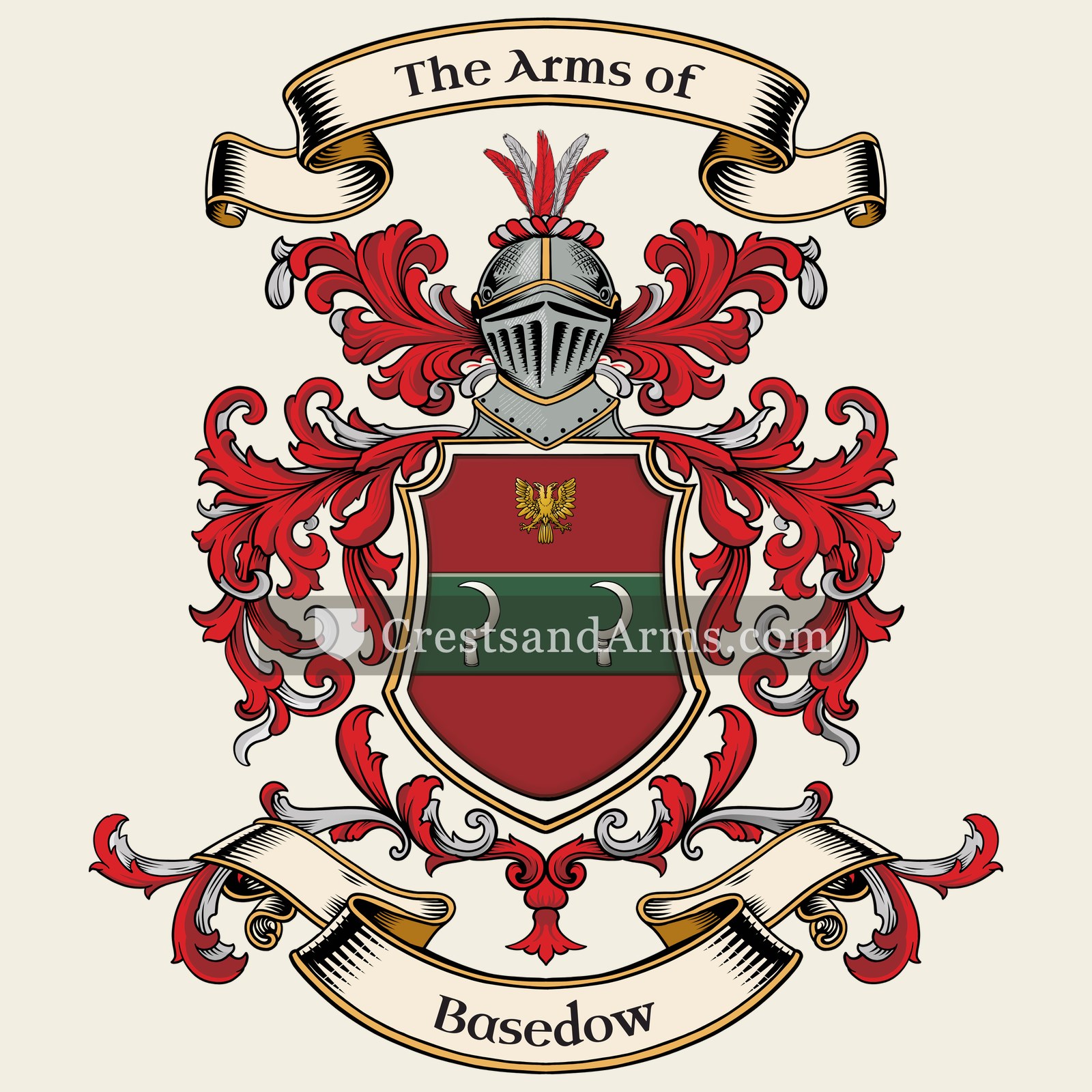 The Basedow coat of arms, drawn from the recorded blazon