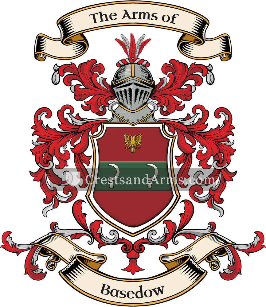 The Basedow coat of arms, drawn from the recorded blazon