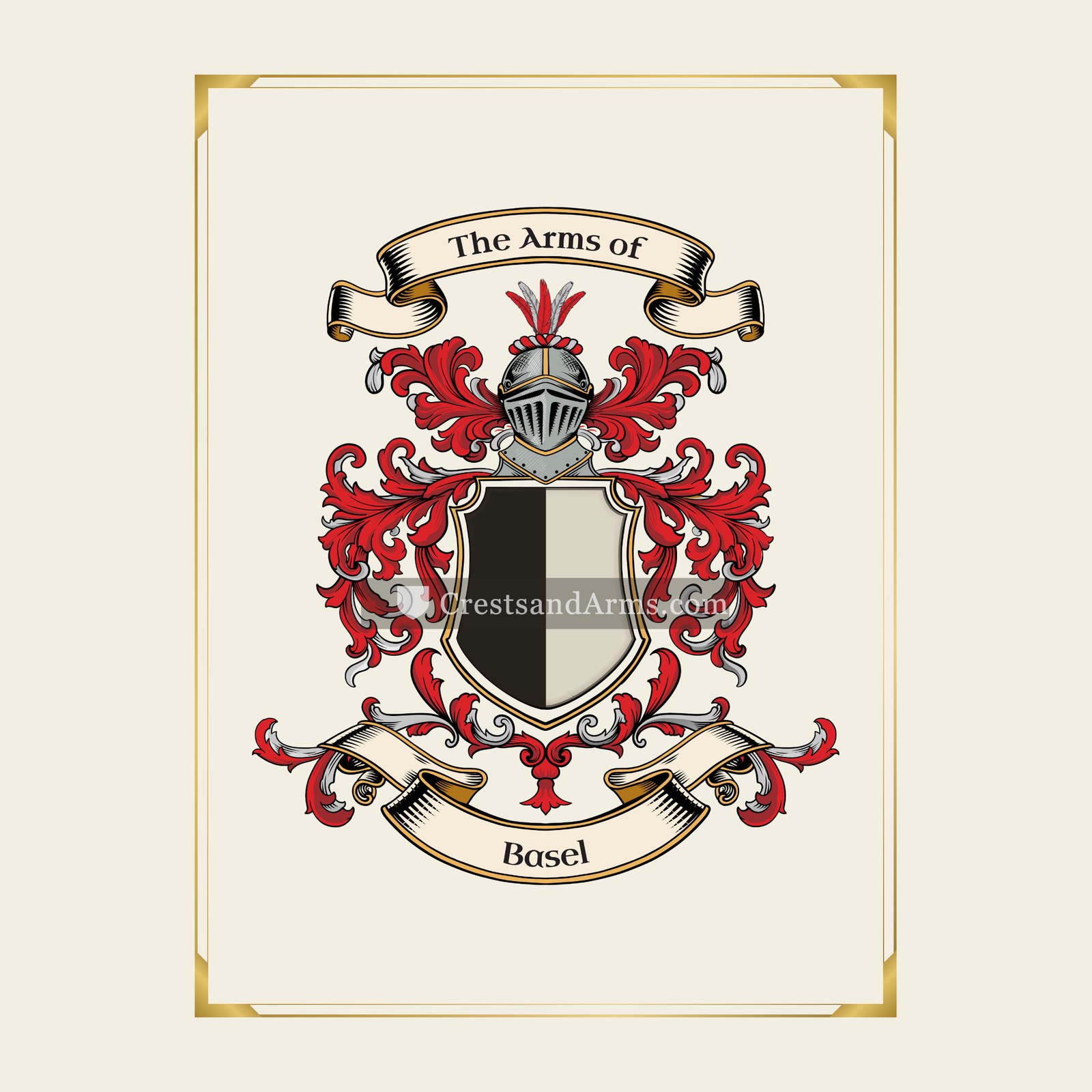 With gold border