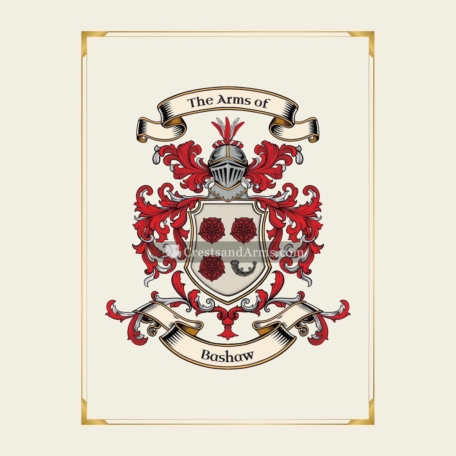 With gold border