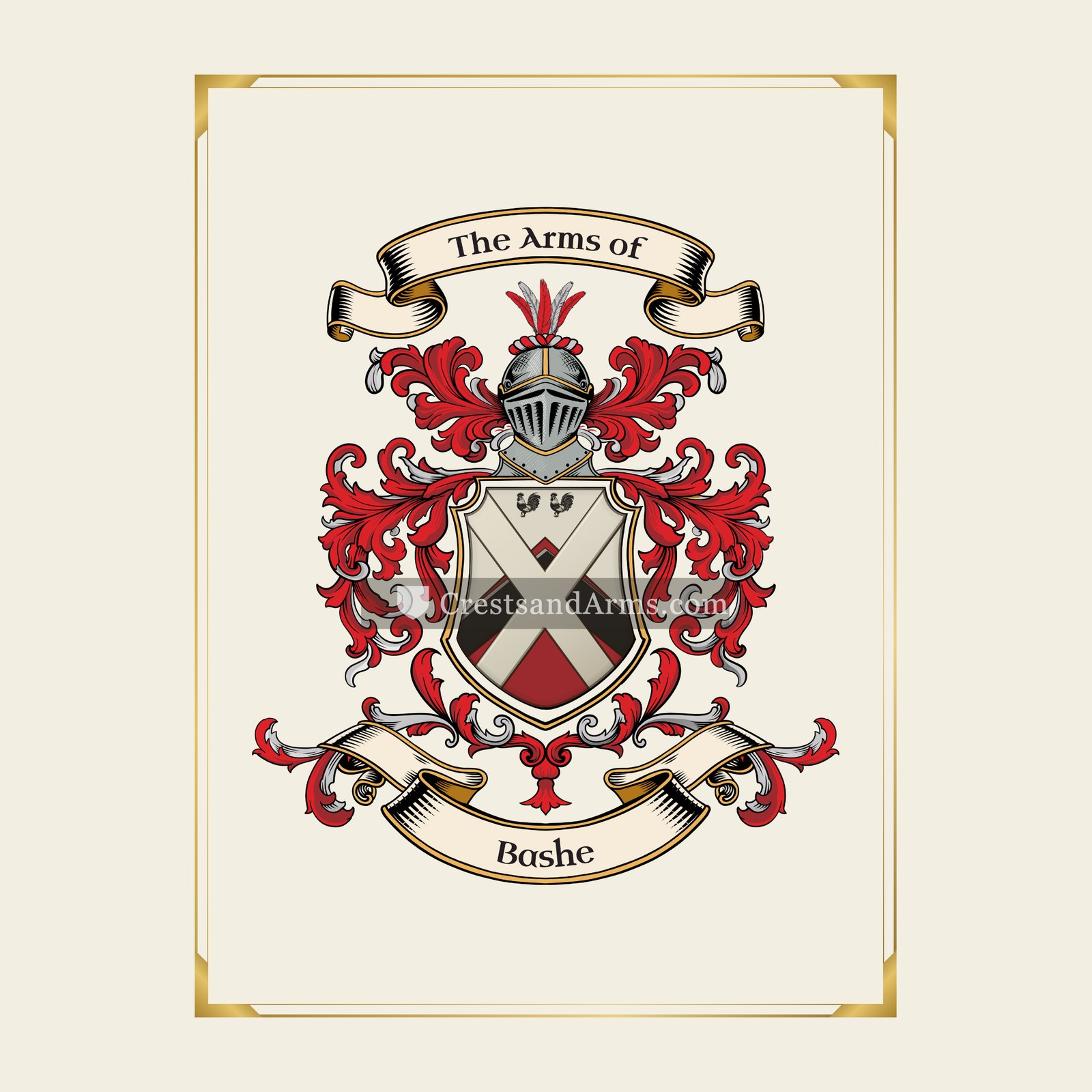 With gold border