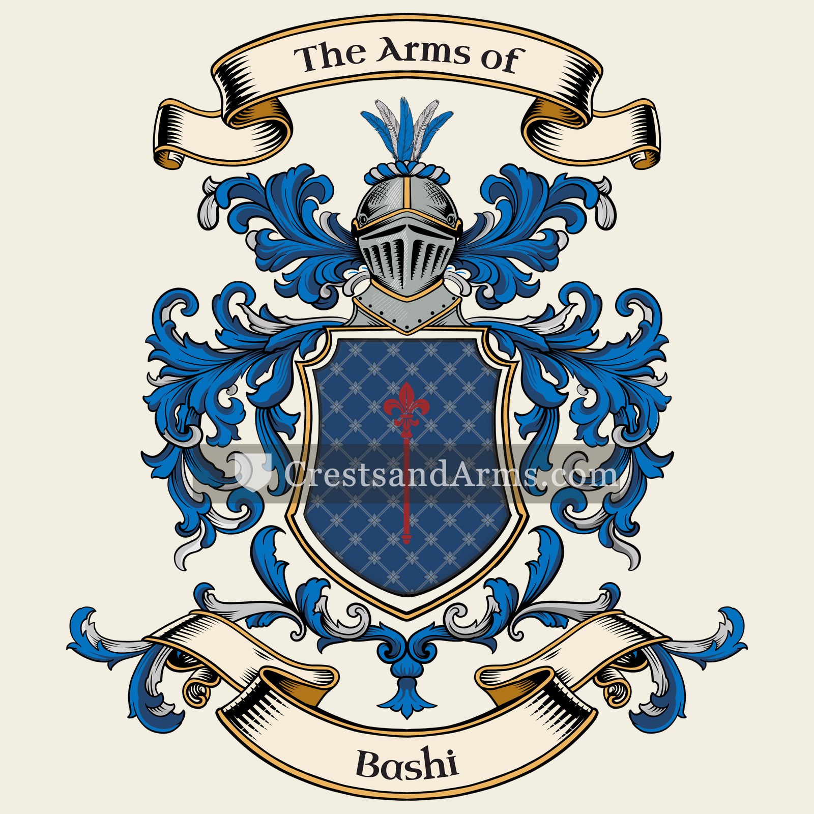 The Bashi coat of arms, drawn from the recorded blazon