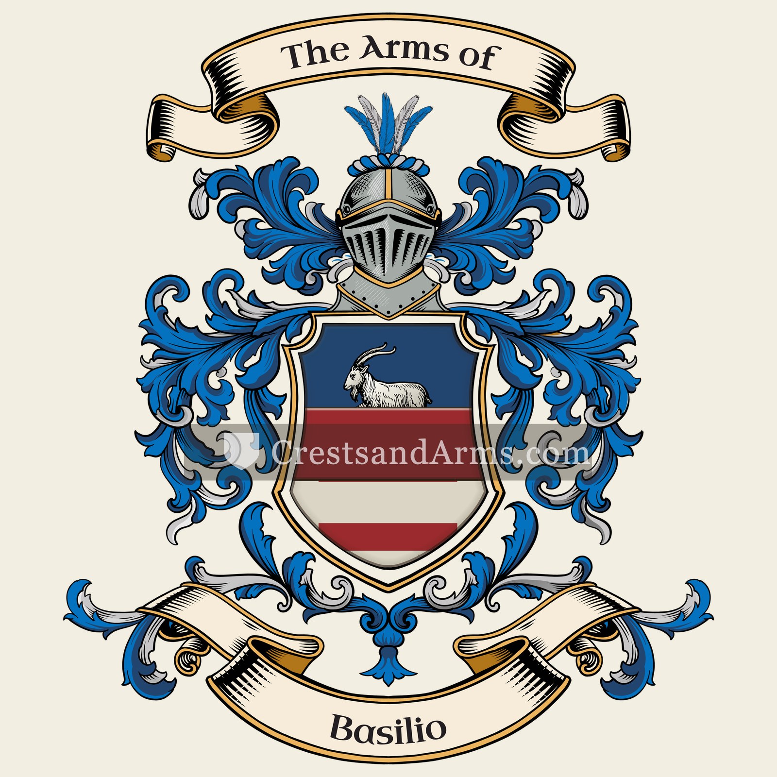 The Basilio coat of arms, drawn from the recorded blazon