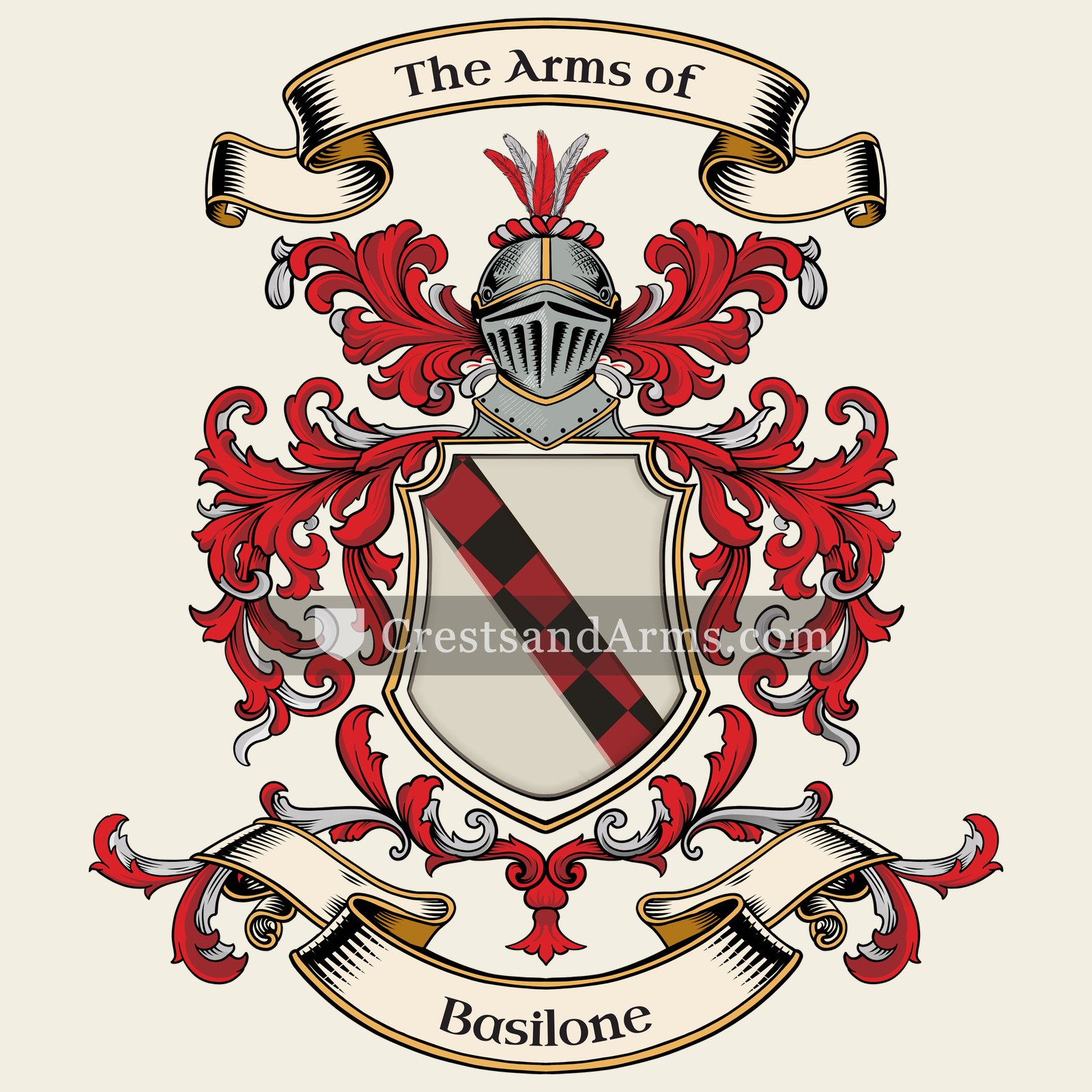 The Basilone coat of arms, drawn from the recorded blazon