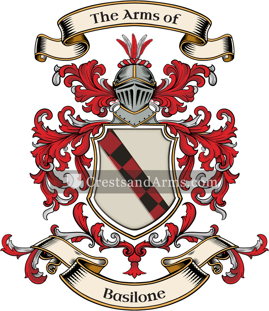 The Basilone coat of arms, drawn from the recorded blazon
