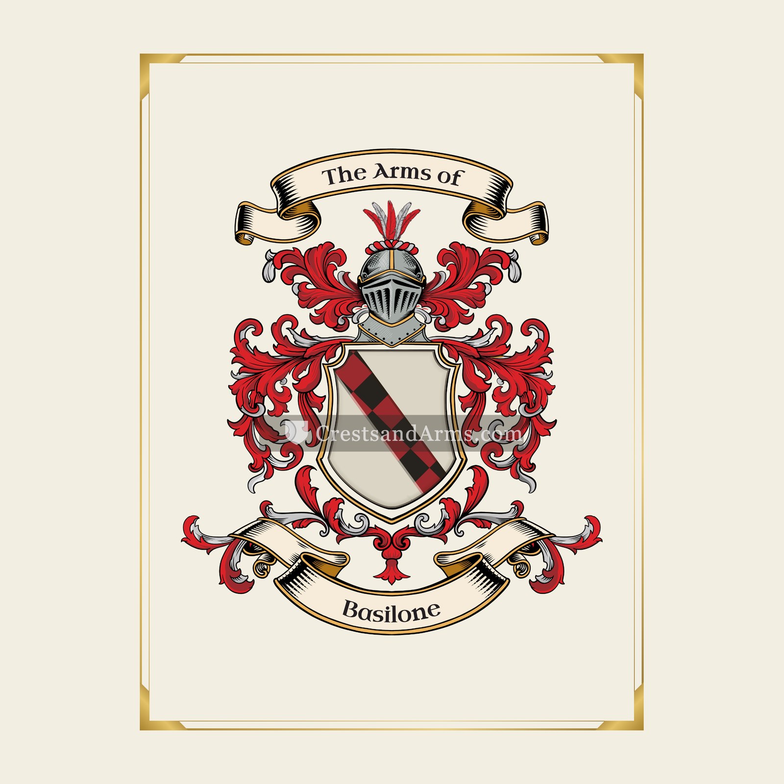 With gold border