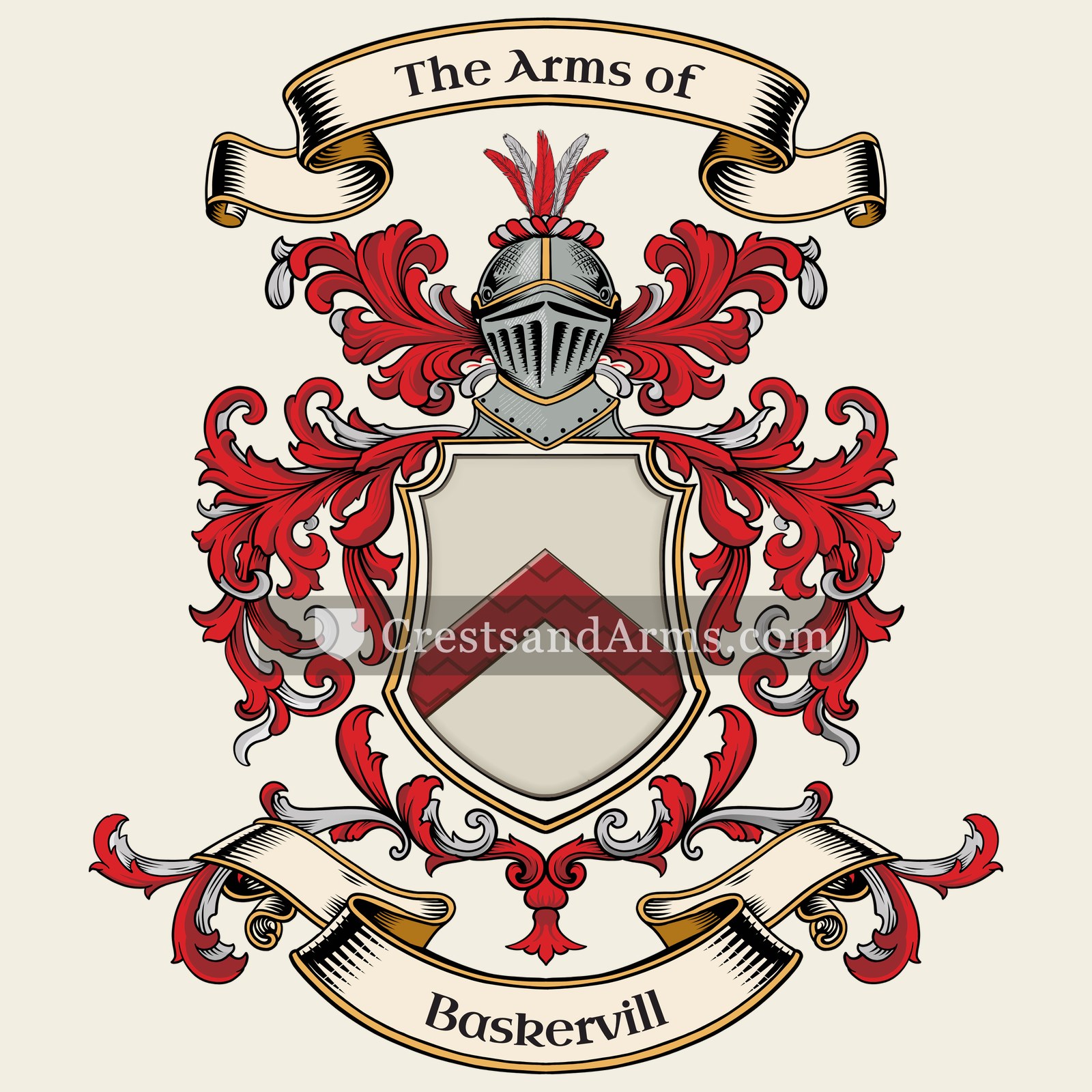 The Baskervill coat of arms, drawn from the recorded blazon