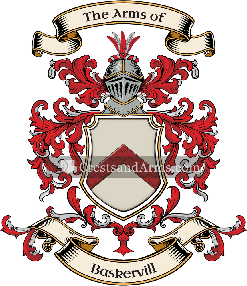 The Baskervill coat of arms, drawn from the recorded blazon