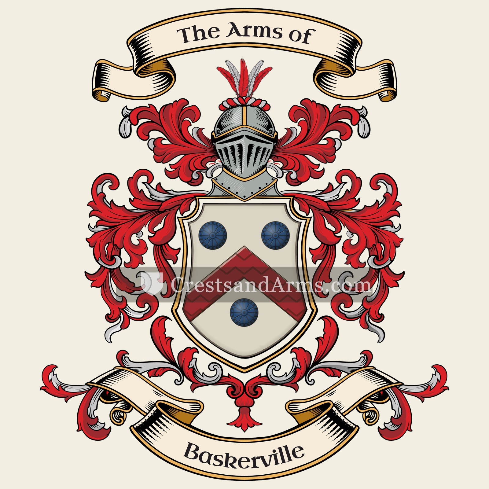 The Baskerville coat of arms, drawn from the recorded blazon