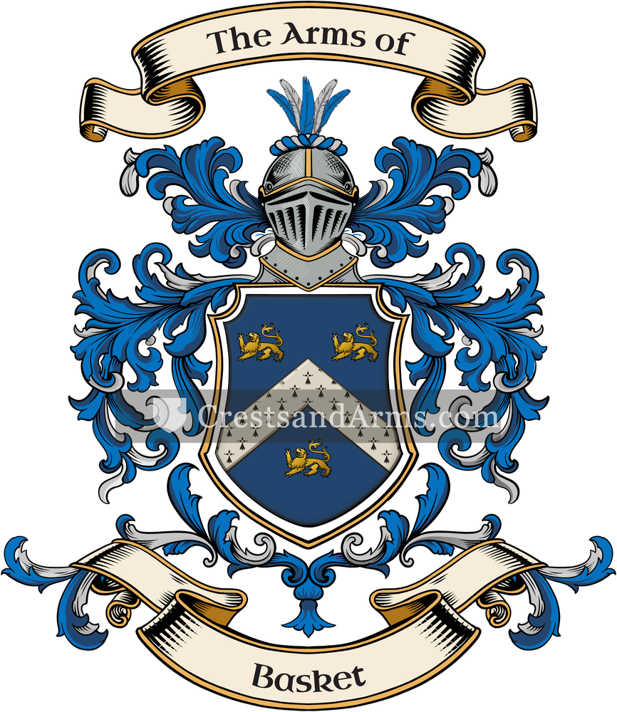 The Basket coat of arms, drawn from the recorded blazon