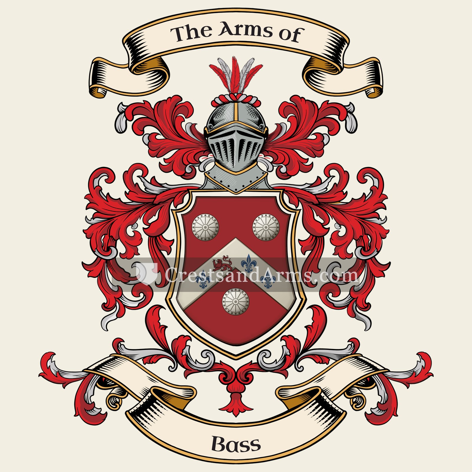 The Bass coat of arms, drawn from the recorded blazon