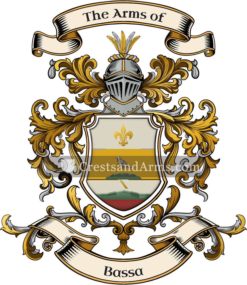 The Bassa coat of arms, drawn from the recorded blazon