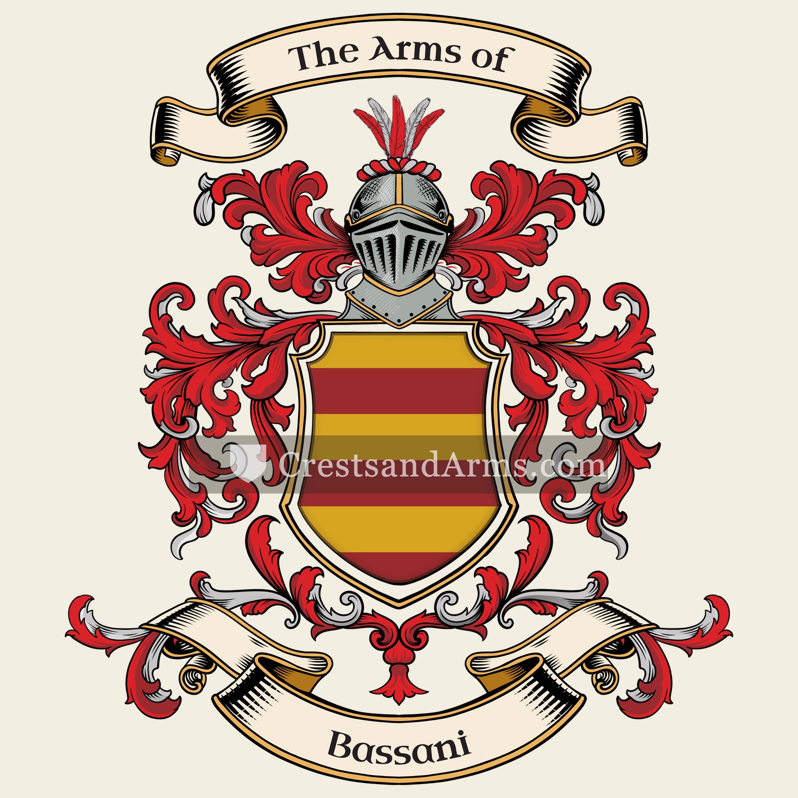 The Bassani coat of arms, drawn from the recorded blazon