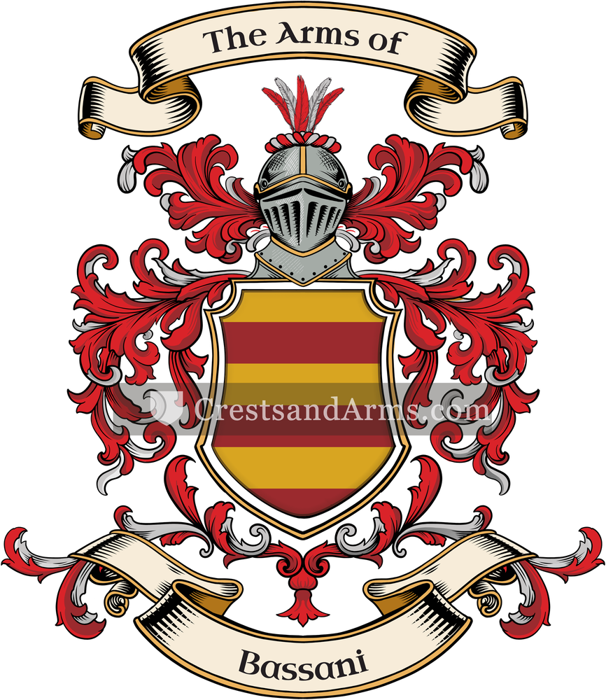 The Bassani coat of arms, drawn from the recorded blazon