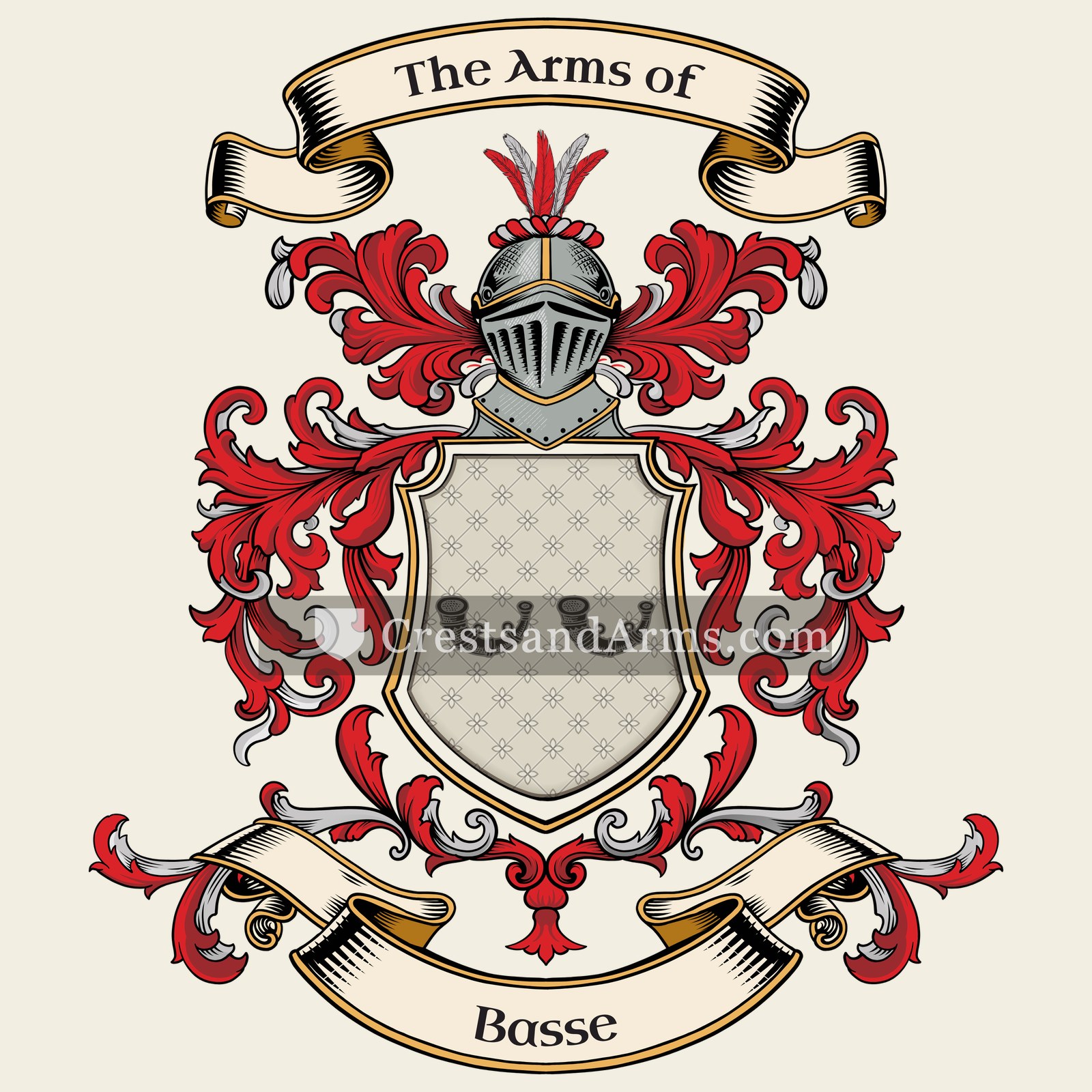 The Basse coat of arms, drawn from the recorded blazon