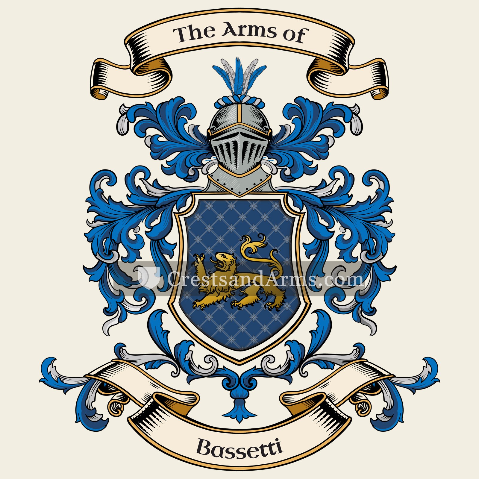 The Bassetti coat of arms, drawn from the recorded blazon