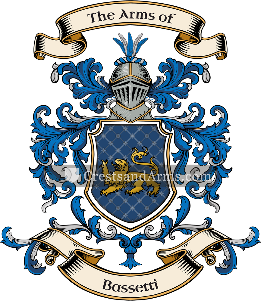 The Bassetti coat of arms, drawn from the recorded blazon