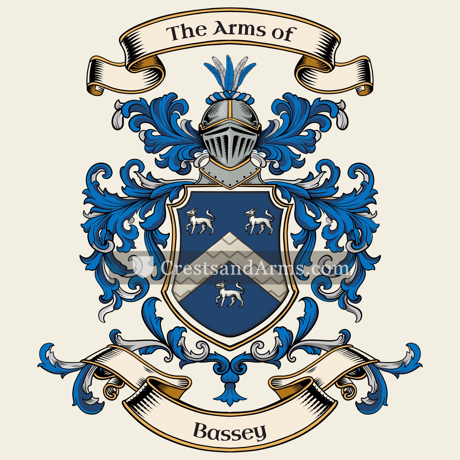 The Bassey coat of arms, drawn from the recorded blazon
