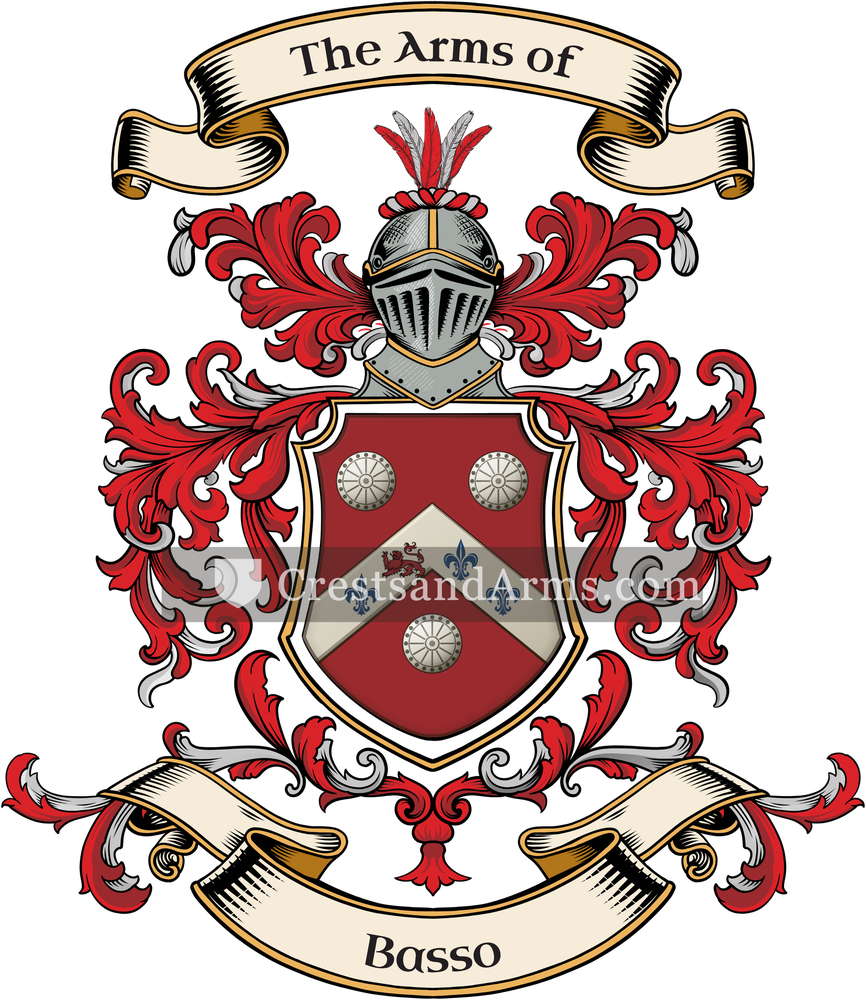 The Basso coat of arms, drawn from the recorded blazon