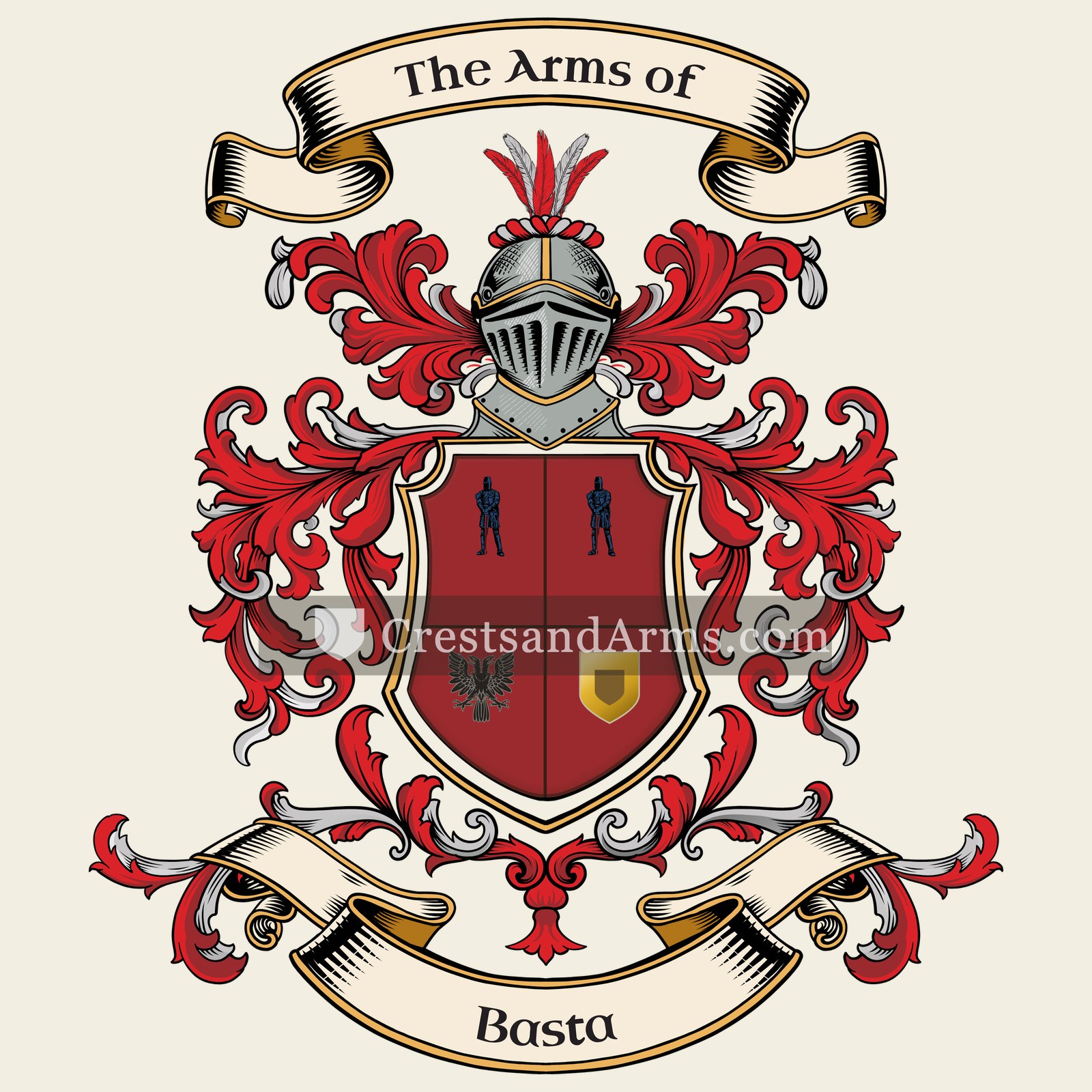 The Basta coat of arms, drawn from the recorded blazon