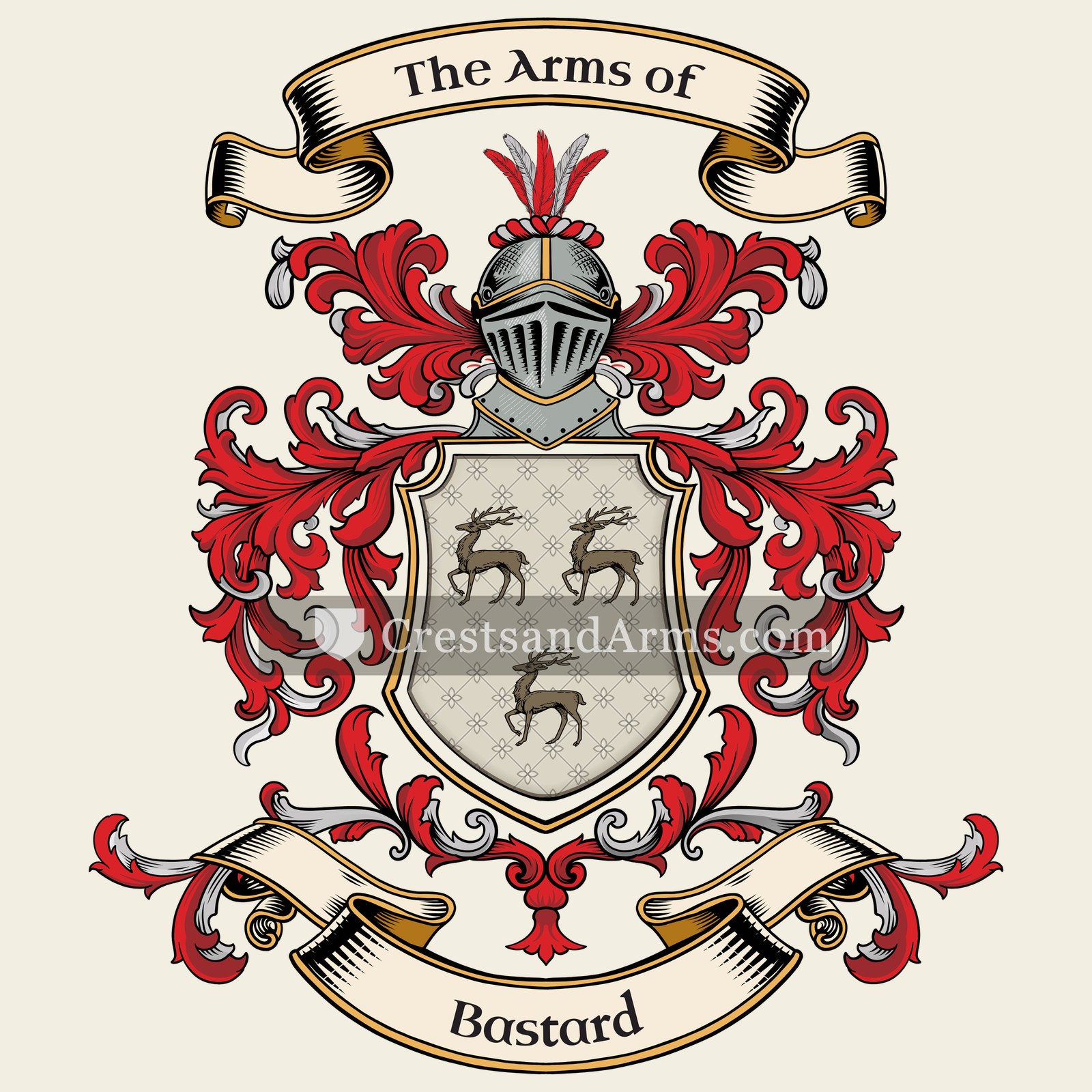 The Bastard coat of arms, drawn from the recorded blazon