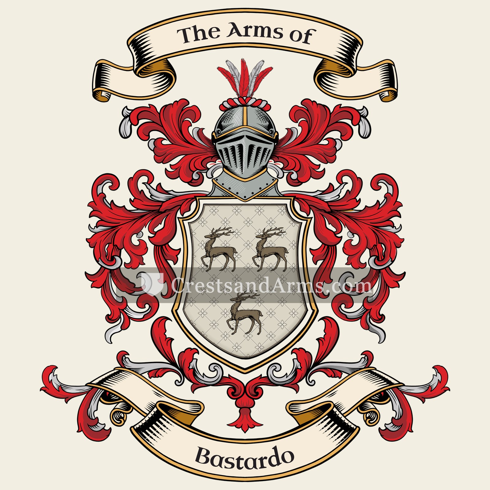 The Bastardo coat of arms, drawn from the recorded blazon