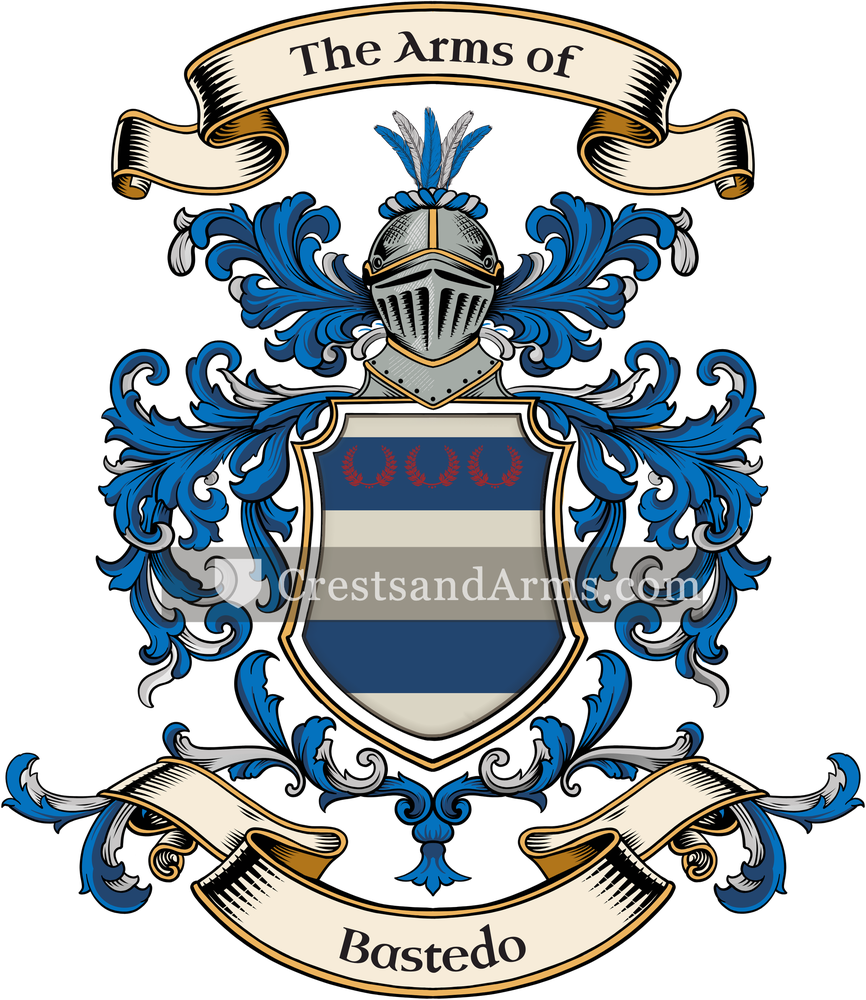 The Bastedo coat of arms, drawn from the recorded blazon
