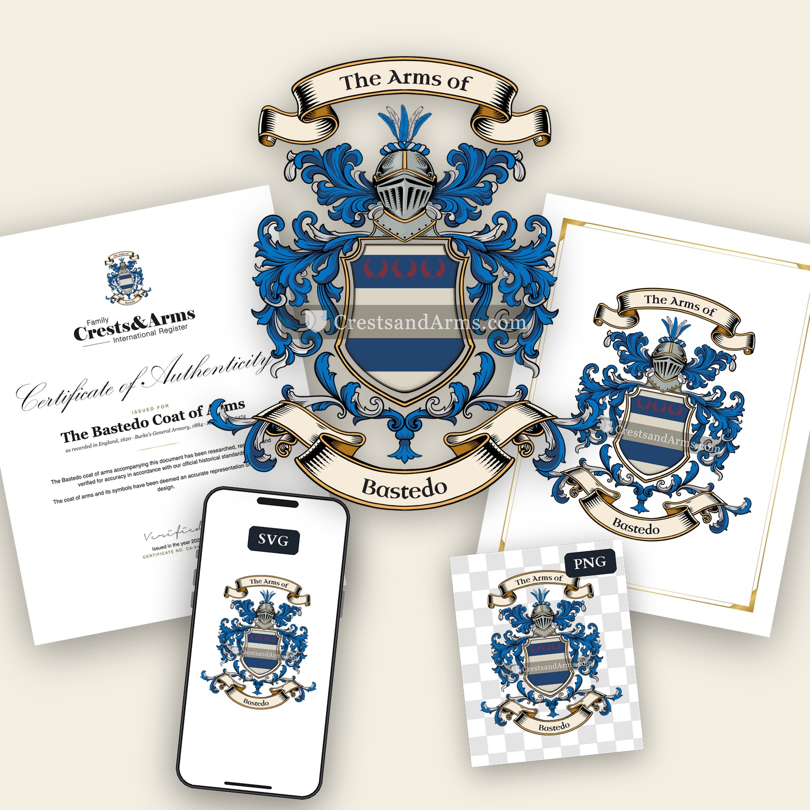 The Bastedo arms on the coat of arms — digital pack