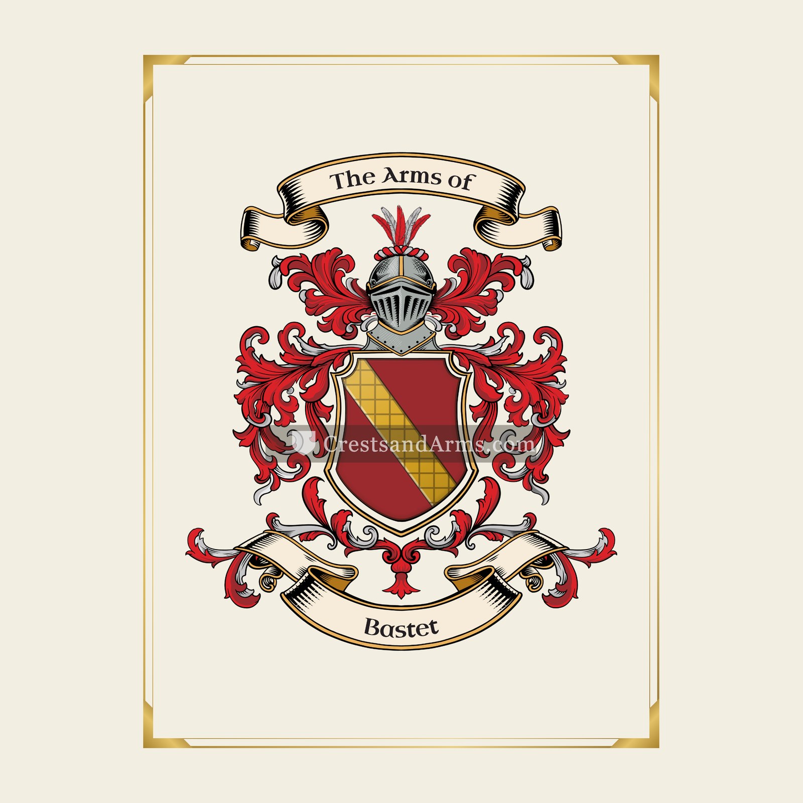 With gold border