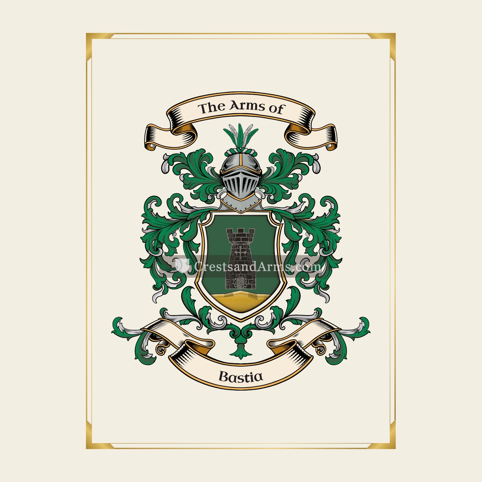 With gold border
