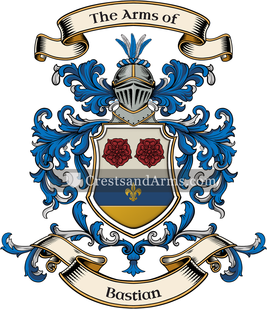 The Bastian coat of arms, drawn from the recorded blazon