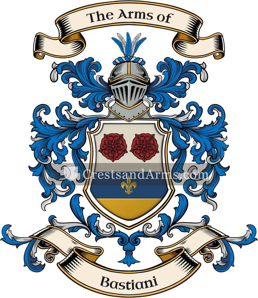 The Bastiani coat of arms, drawn from the recorded blazon