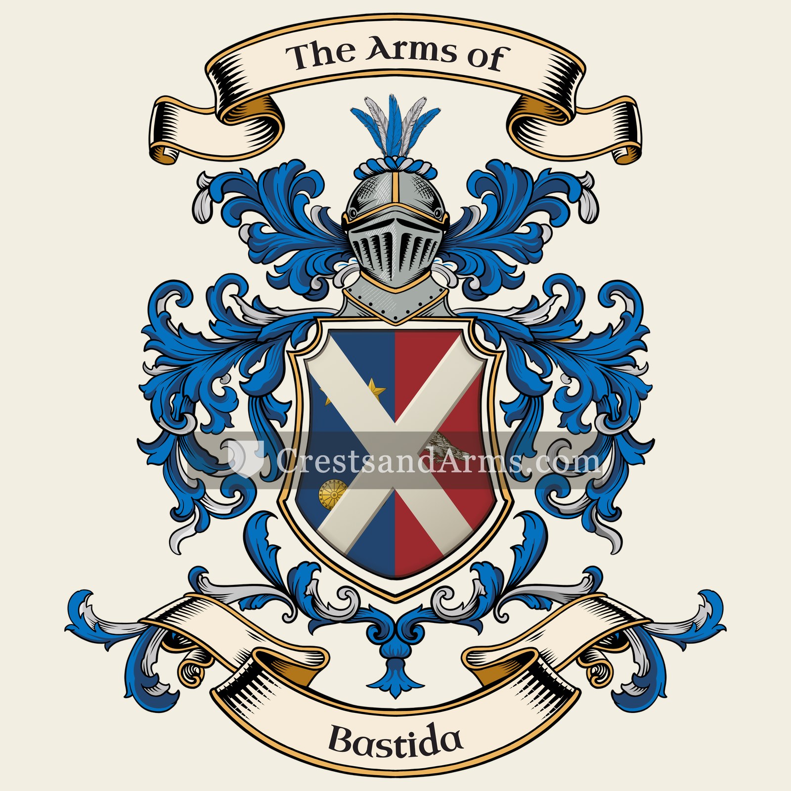 The Bastida coat of arms, drawn from the recorded blazon