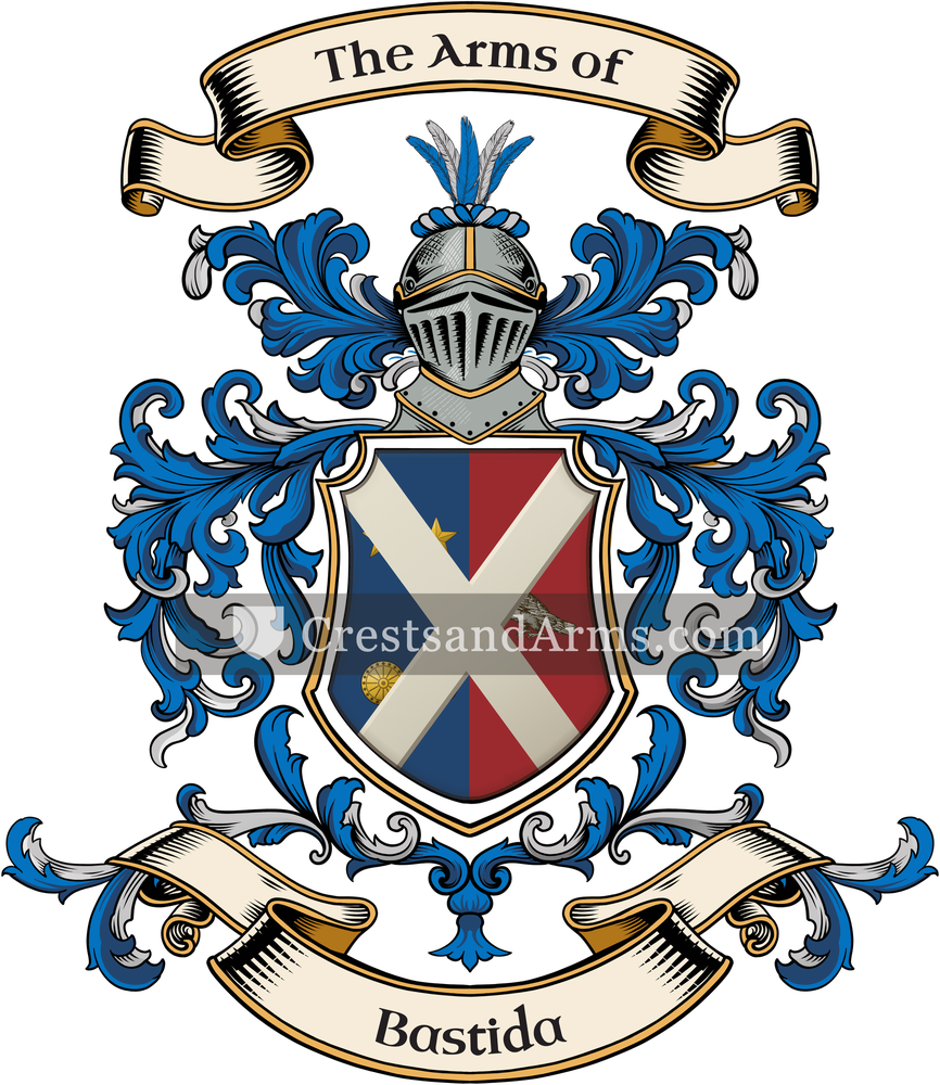 The Bastida coat of arms, drawn from the recorded blazon