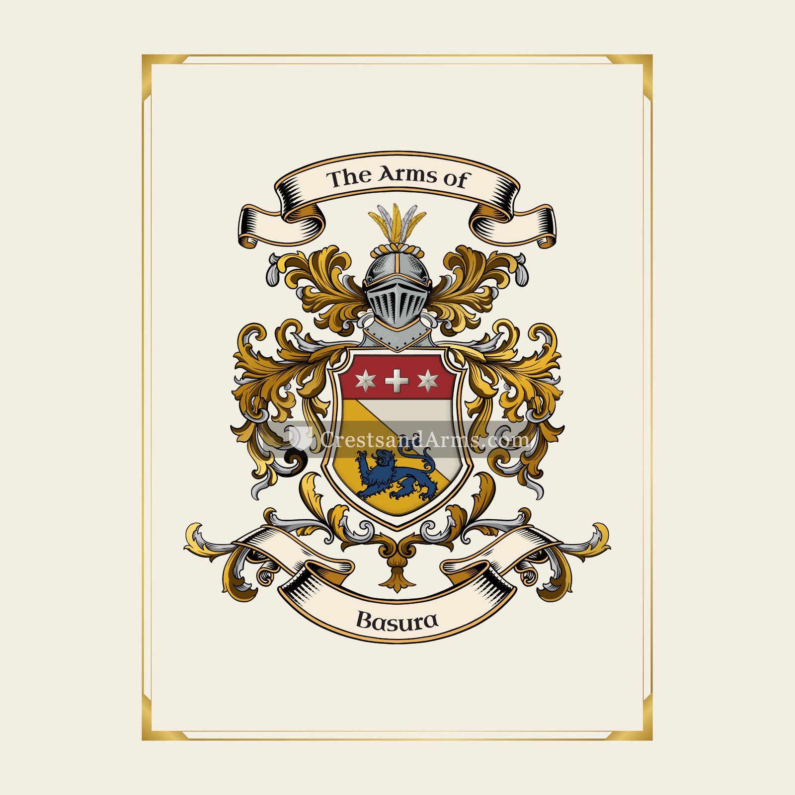 With gold border