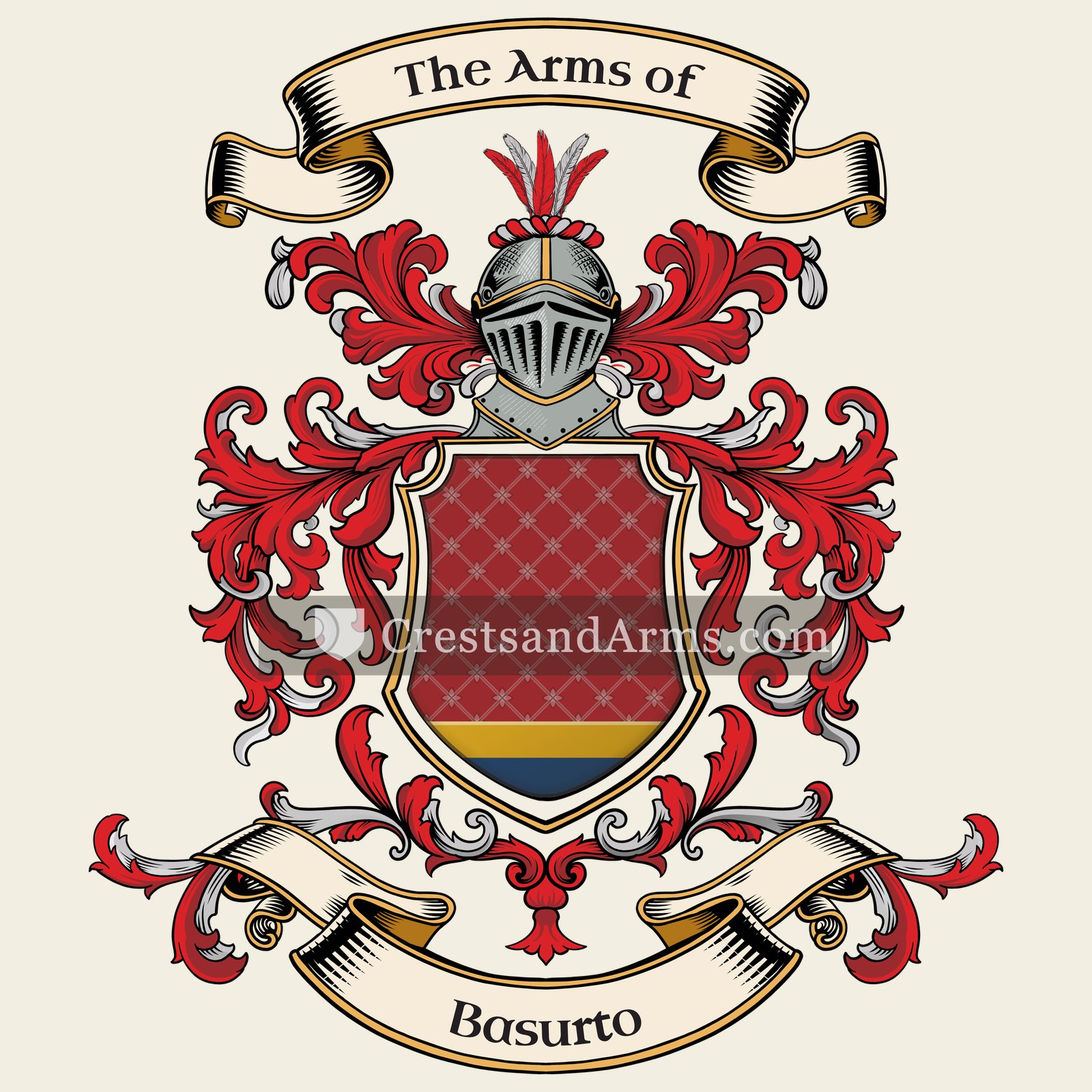 The Basurto coat of arms, drawn from the recorded blazon