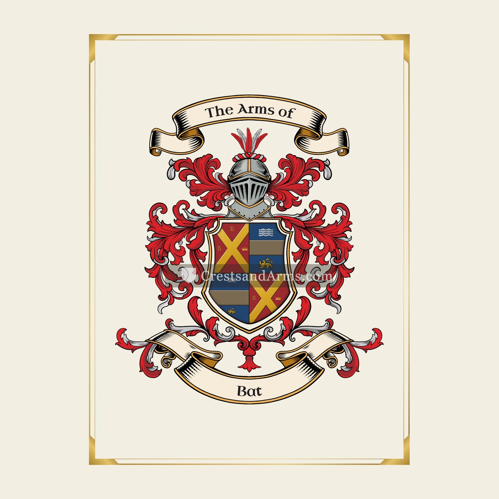 With gold border