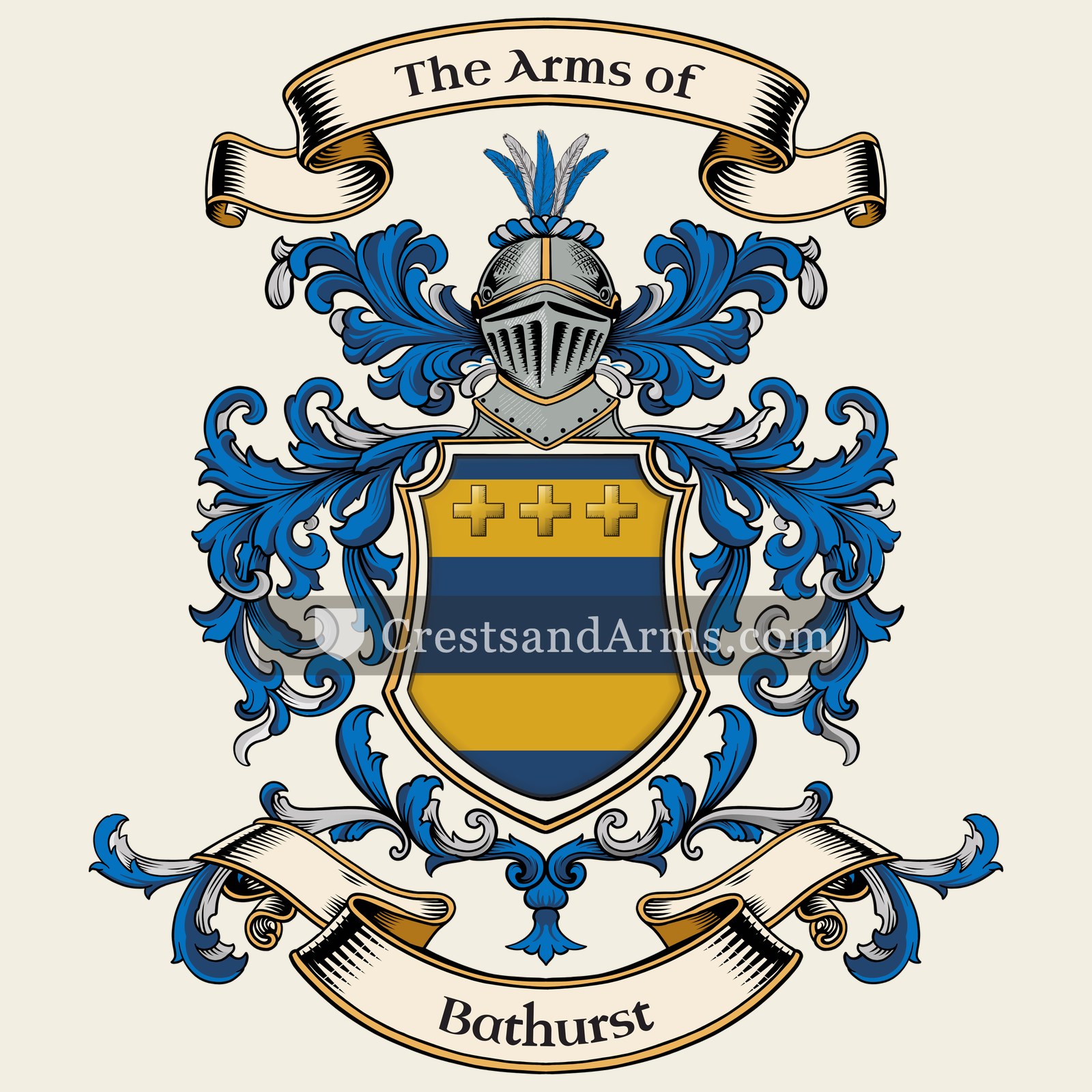 The Bathurst coat of arms, drawn from the recorded blazon