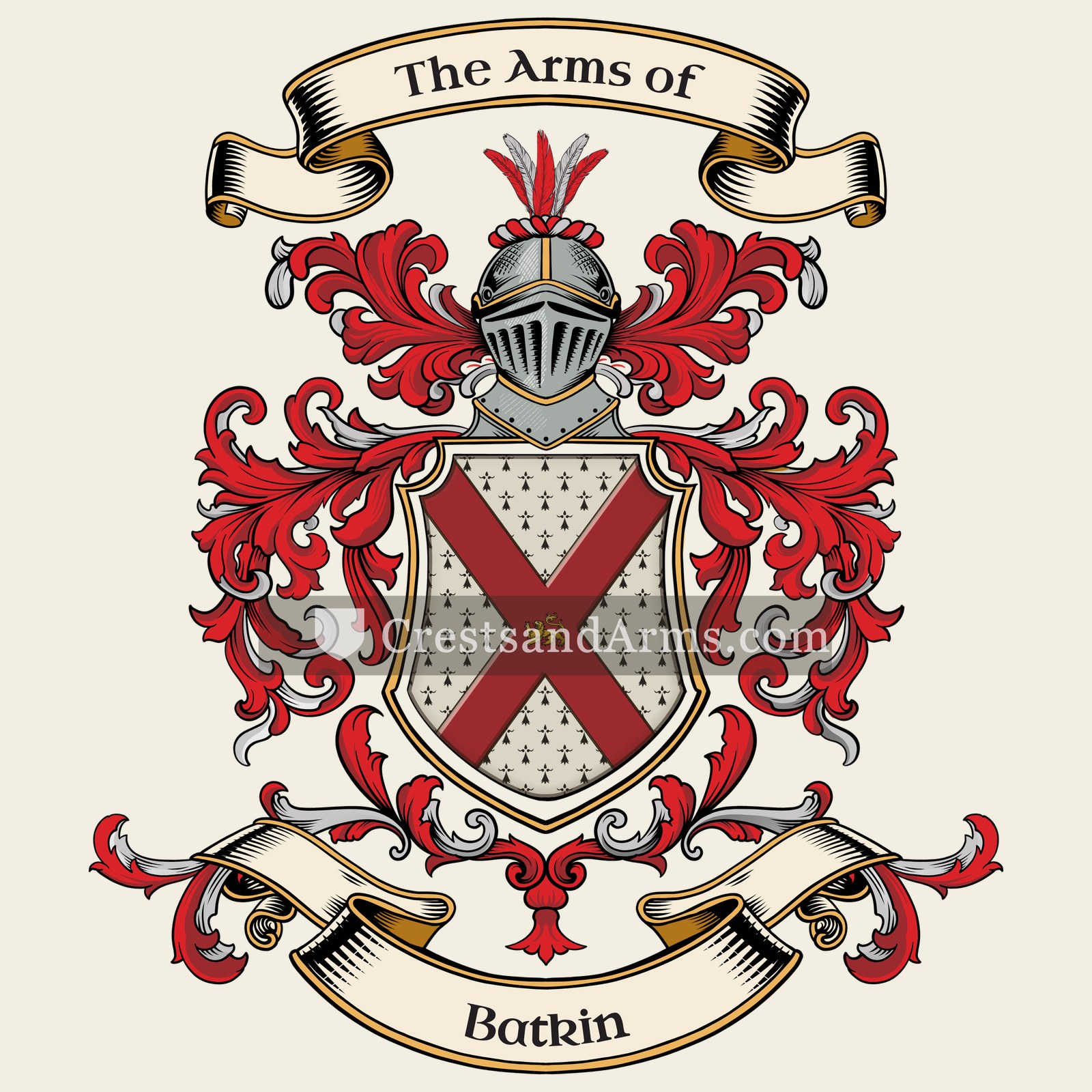 The Batkin coat of arms, drawn from the recorded blazon