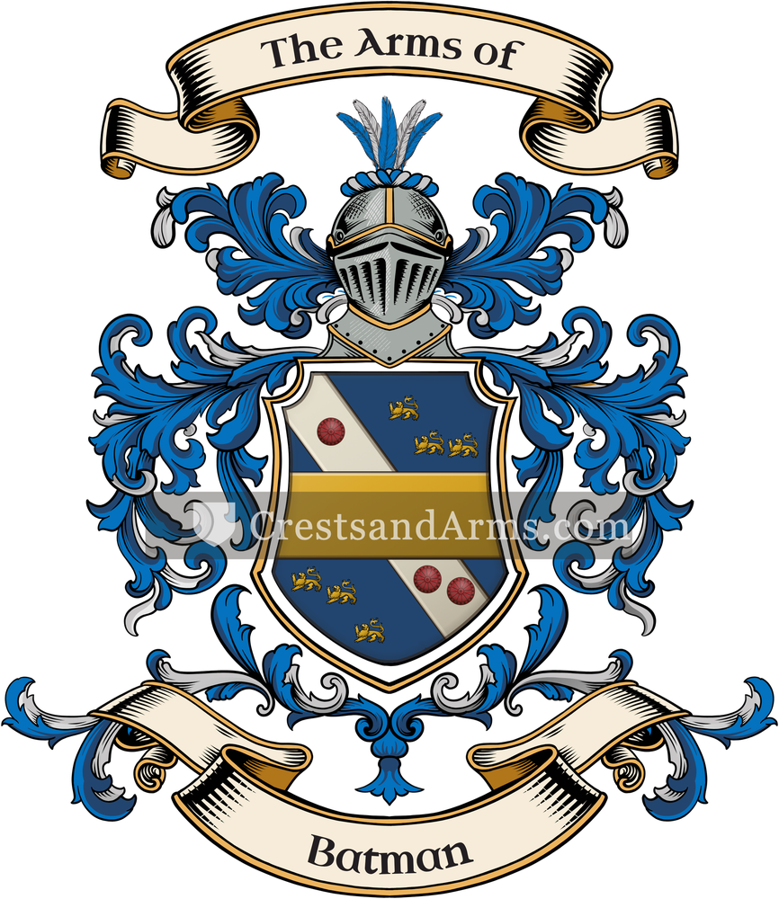 The Batman coat of arms, drawn from the recorded blazon