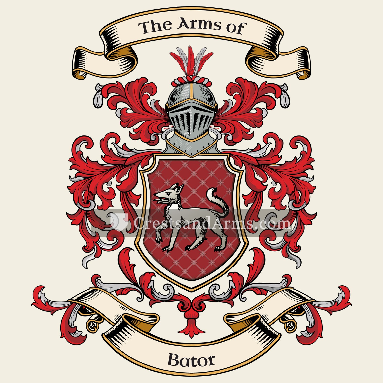 The Bator coat of arms, drawn from the recorded blazon