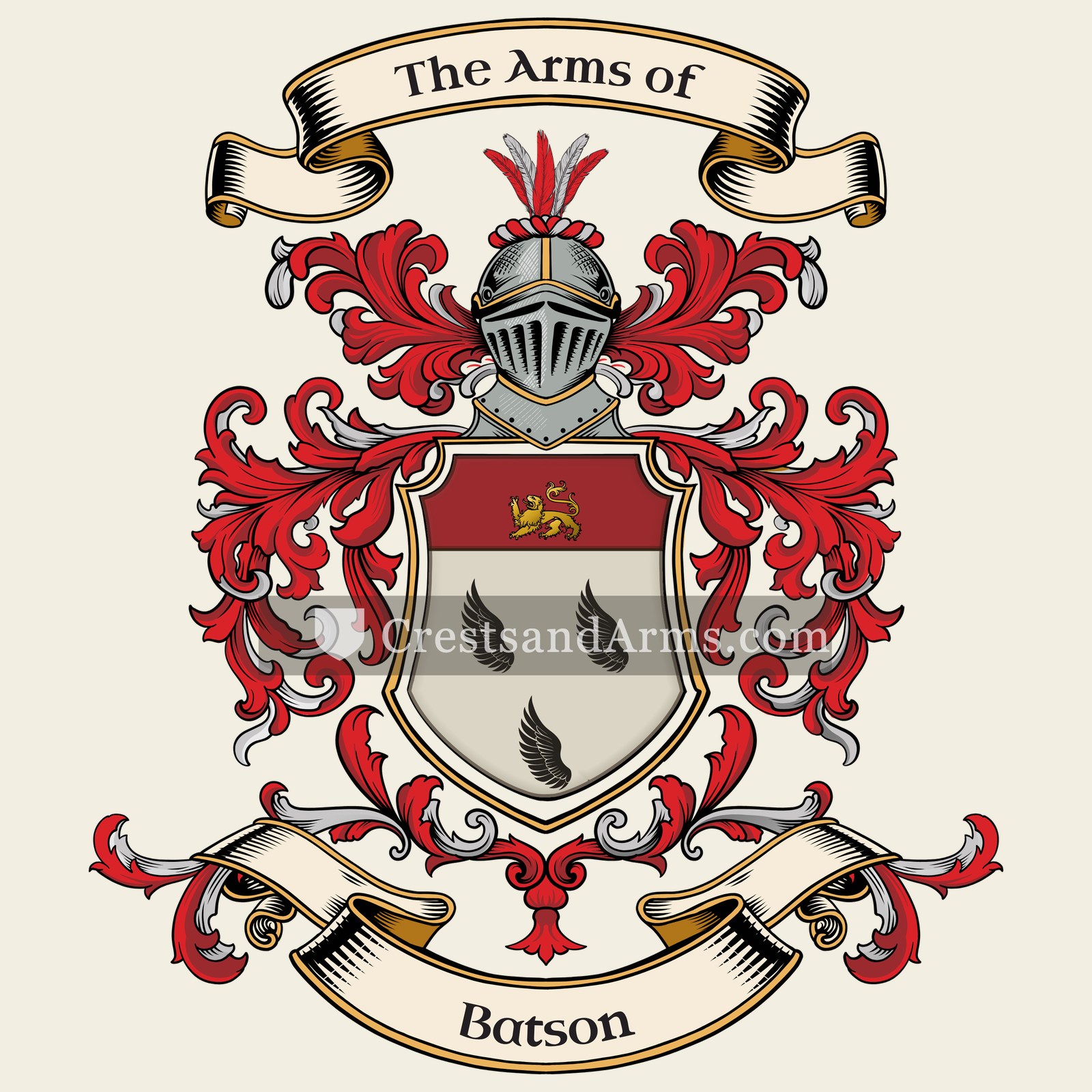 The Batson coat of arms, drawn from the recorded blazon