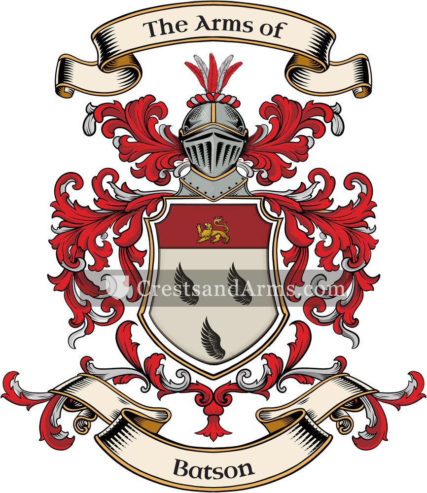The Batson coat of arms, drawn from the recorded blazon