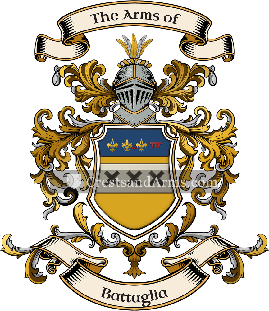 The Battaglia coat of arms, drawn from the recorded blazon